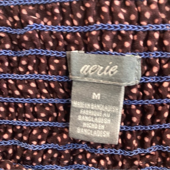 AERIE Sz M Lounge Bohemian  Hippie Paisley Elastic Ruched Waist Wide Leg Pants - Picture 7 of 10